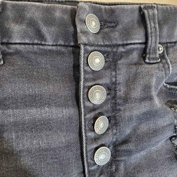 American Eagle Jean Shorts Womens 4 Curvy Super Hi Rise Shortie Denim Button Fly - Picture 3 of 9